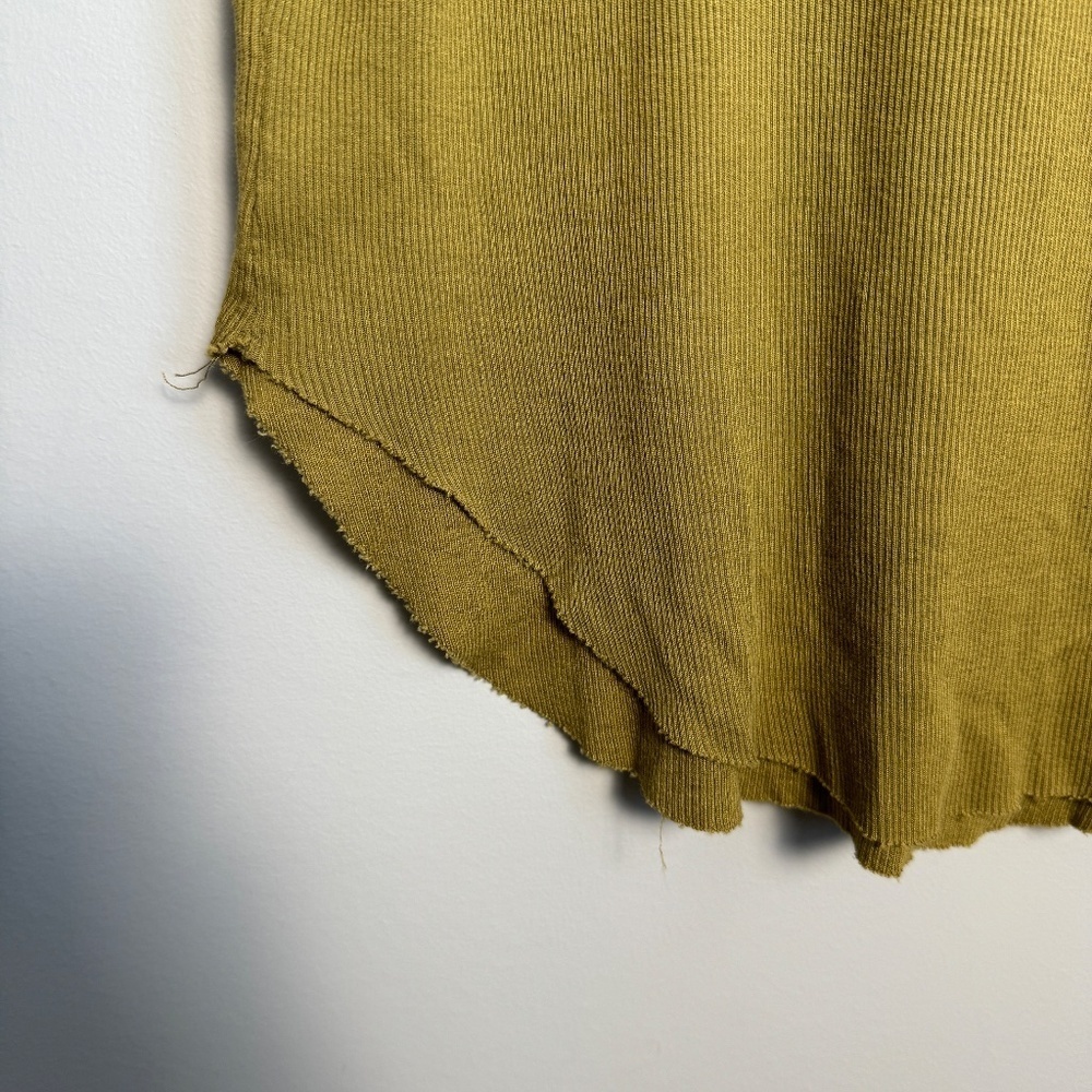 For The Republic Women's Brownish-Yellow Fine Ribbed Tank Top Size Medium Raw - Picture 2 of 9